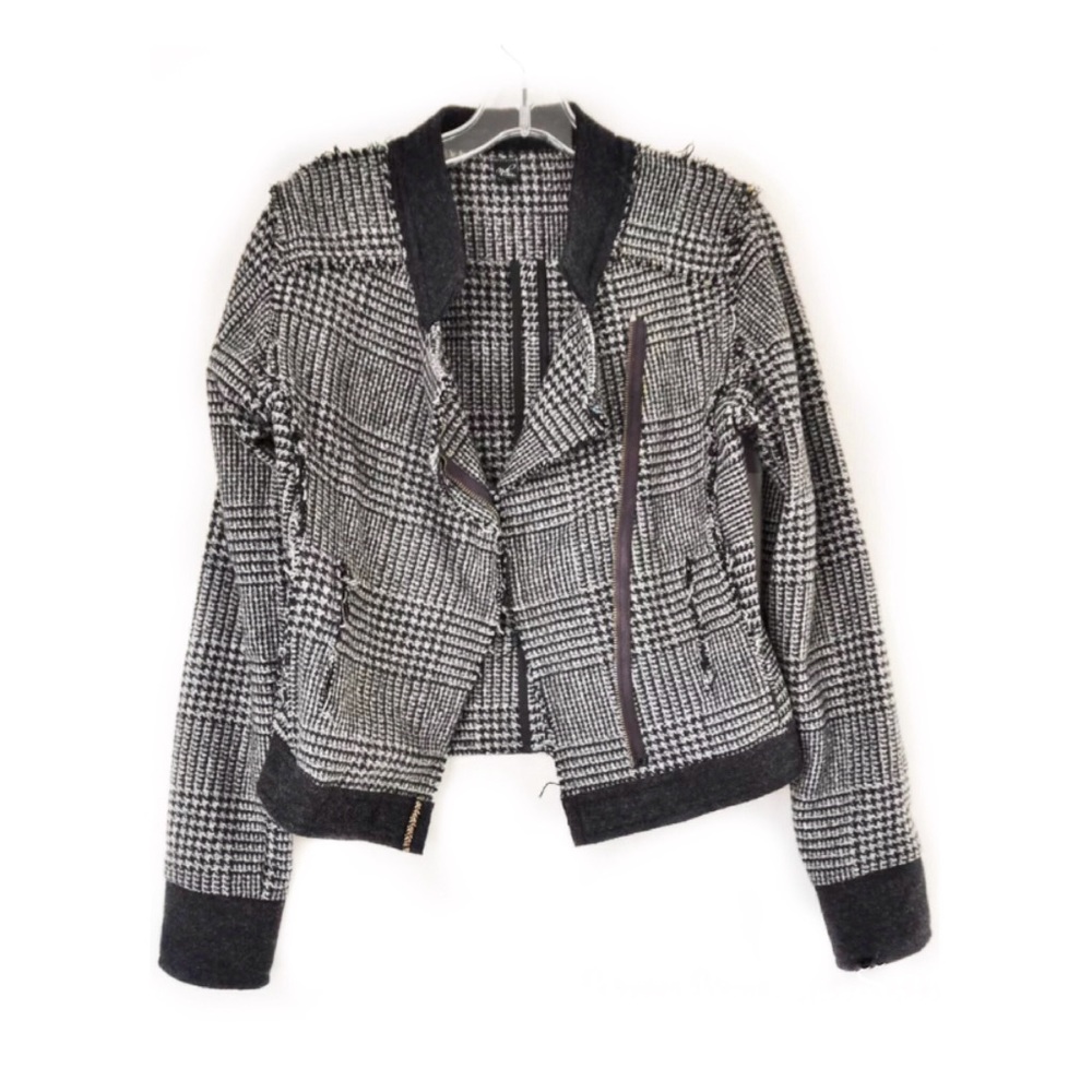 NICK & MO JACKET BLACK WHITE TWEED HOUNDSTOOTH